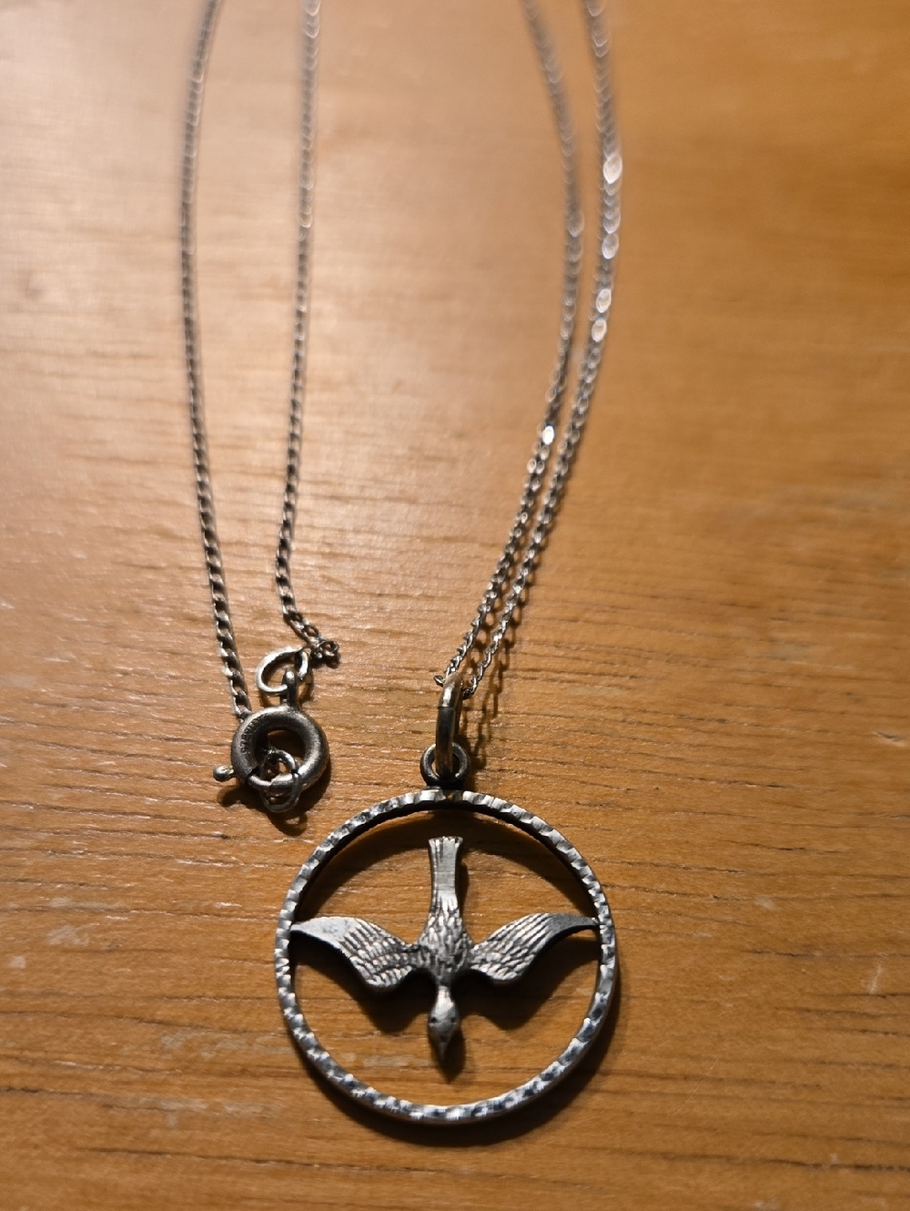 Vintage Sterling Silver Holy Spirit Pendant With Chain